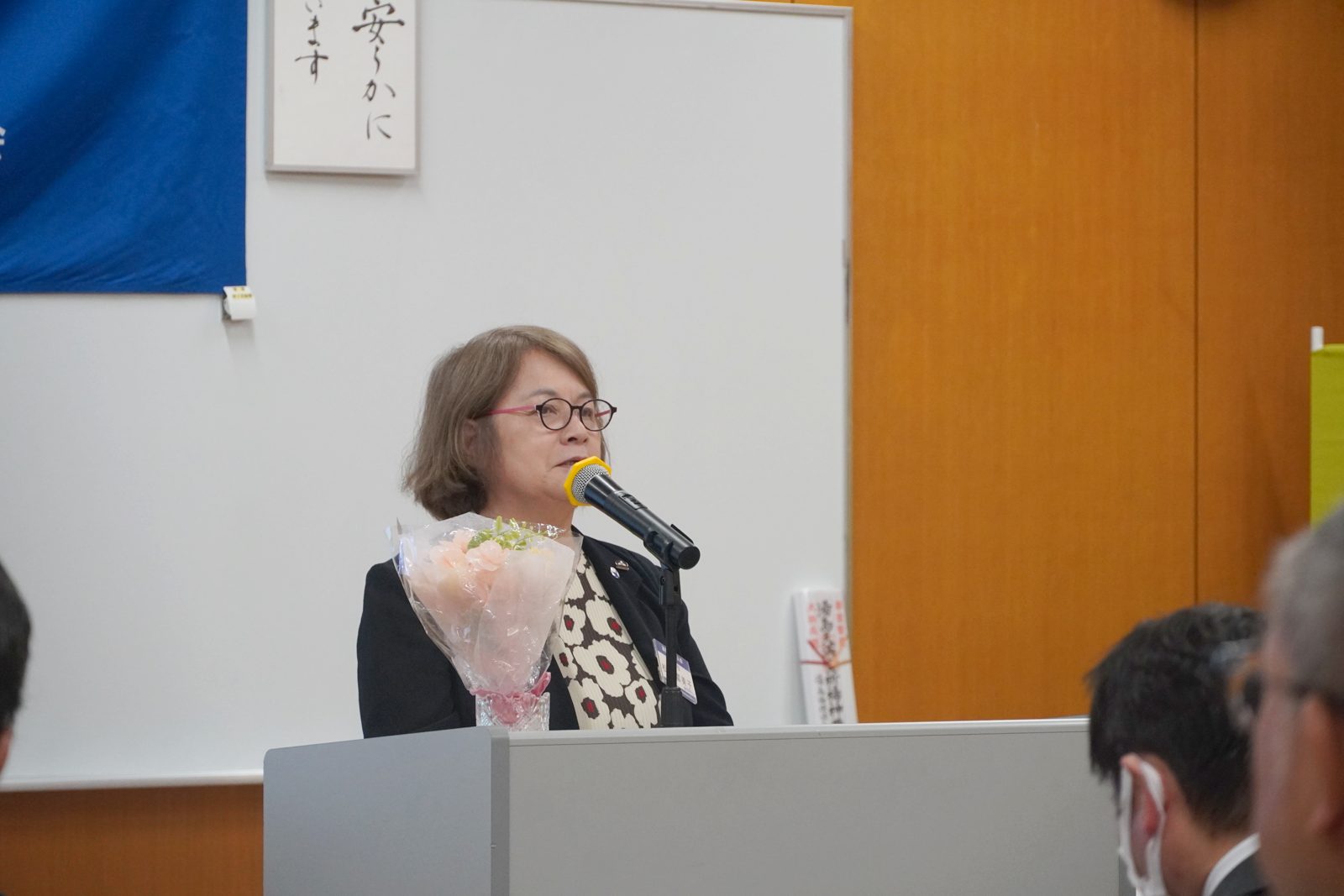 会員スピーチは松本富美子相談役。倫理11年目の夫婦の実践を語りました